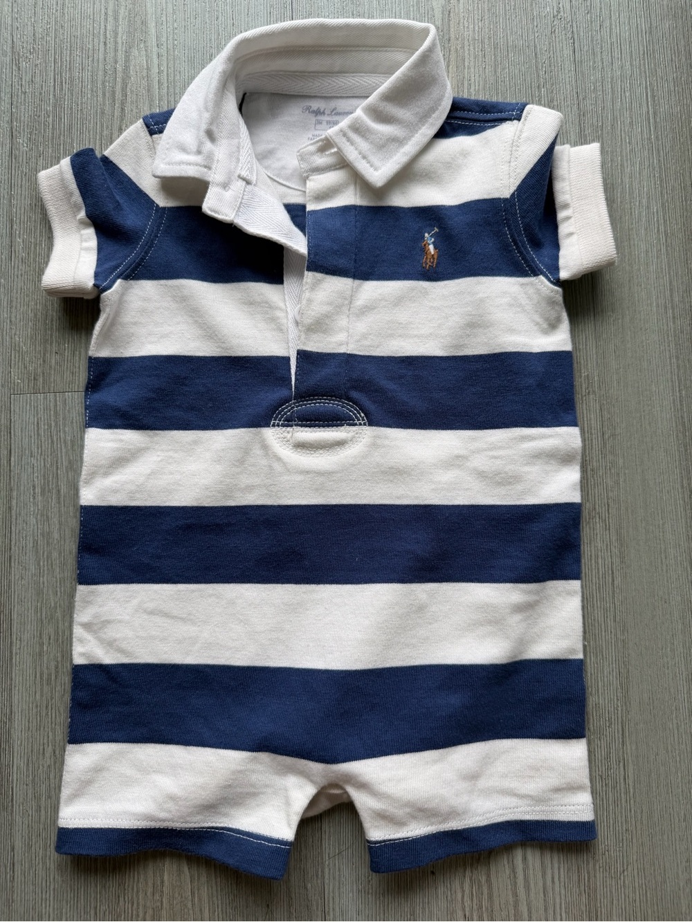 Ralph Lauren Navy & White Striped Polo Romper